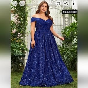 Blue sequin prom dress